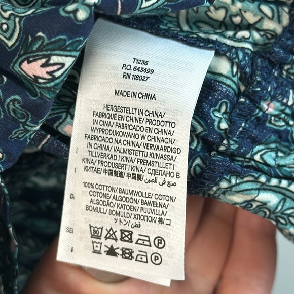 NWOT Boden Ruched Waist Peplum Long Sleeve Cotton Deep Sea Paisley Size 8 - Picture 9 of 12